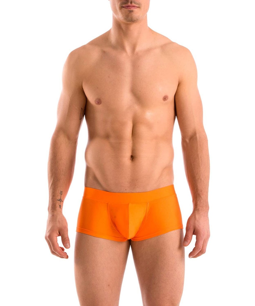 Briefs Mens New Solid Hot Body Boxer Swimsuit - Orange - CY112U8GVHX