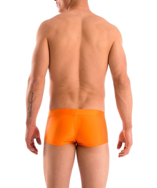 Briefs Mens New Solid Hot Body Boxer Swimsuit - Orange - CY112U8GVHX