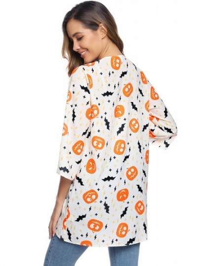 Cover-Ups Women 3/4 Sleeve Floral Chiffon Casual Loose Kimono Cardigan Capes - Pat2 - CN18Y4G0ZNT