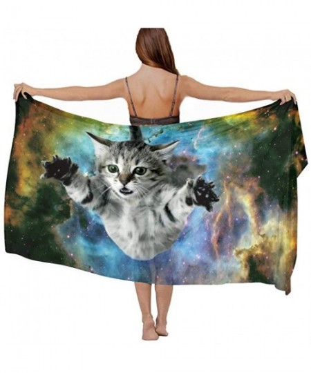 Cover-Ups Women Fahion Swimsuit Bikini Cover Up Sarong- Party Wedding Shawl Wrap - Universe Space Galaxy Cat - CK19C6MZ566