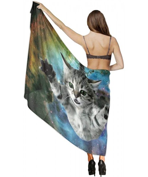 Cover-Ups Women Fahion Swimsuit Bikini Cover Up Sarong- Party Wedding Shawl Wrap - Universe Space Galaxy Cat - CK19C6MZ566