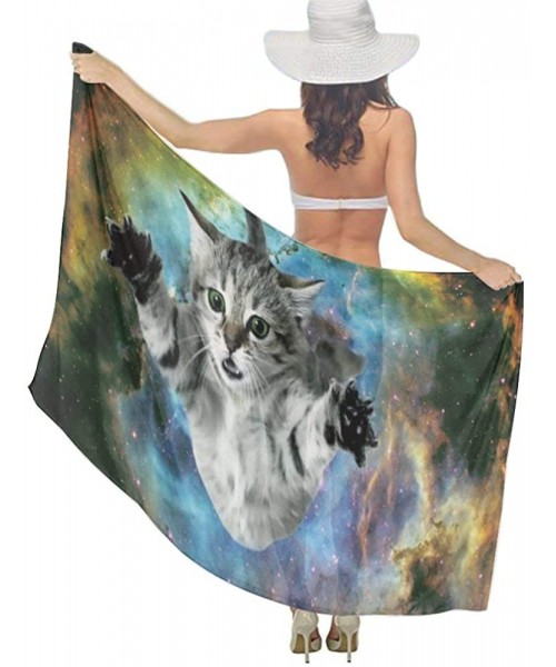 Cover-Ups Women Fahion Swimsuit Bikini Cover Up Sarong- Party Wedding Shawl Wrap - Universe Space Galaxy Cat - CK19C6MZ566