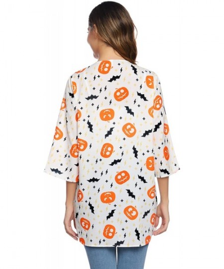 Cover-Ups Women 3/4 Sleeve Floral Chiffon Casual Loose Kimono Cardigan Capes - Pat2 - CN18Y4G0ZNT