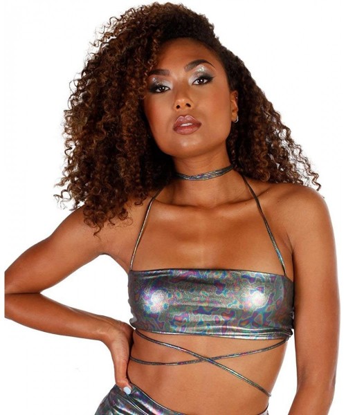 Tops Women's Crop Top Shirts - Bralette- Tops- Halter Styles - Astro Acid - C918S5D9ZZE