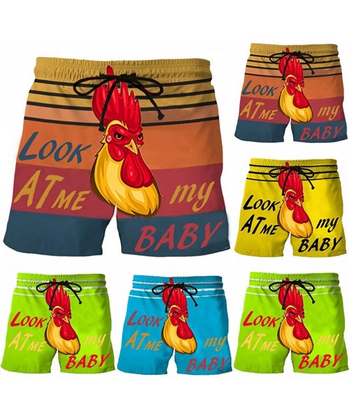 Trunks Swimming Trunks for Men- Summer Funny Rooster Print Beach Shorts Swimwear - Blue - CV19DHZ6DGT