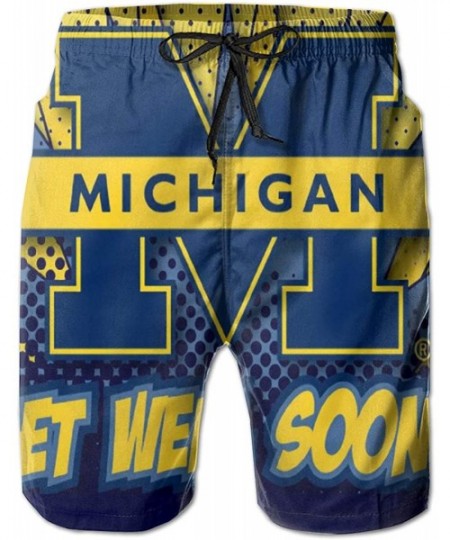 Board Shorts Men's Quick Dry Swim Shorts with Mesh Lining Swimwear Bathing Suits Leisure Shorts - Michigan Wolverines-8 - CV1...