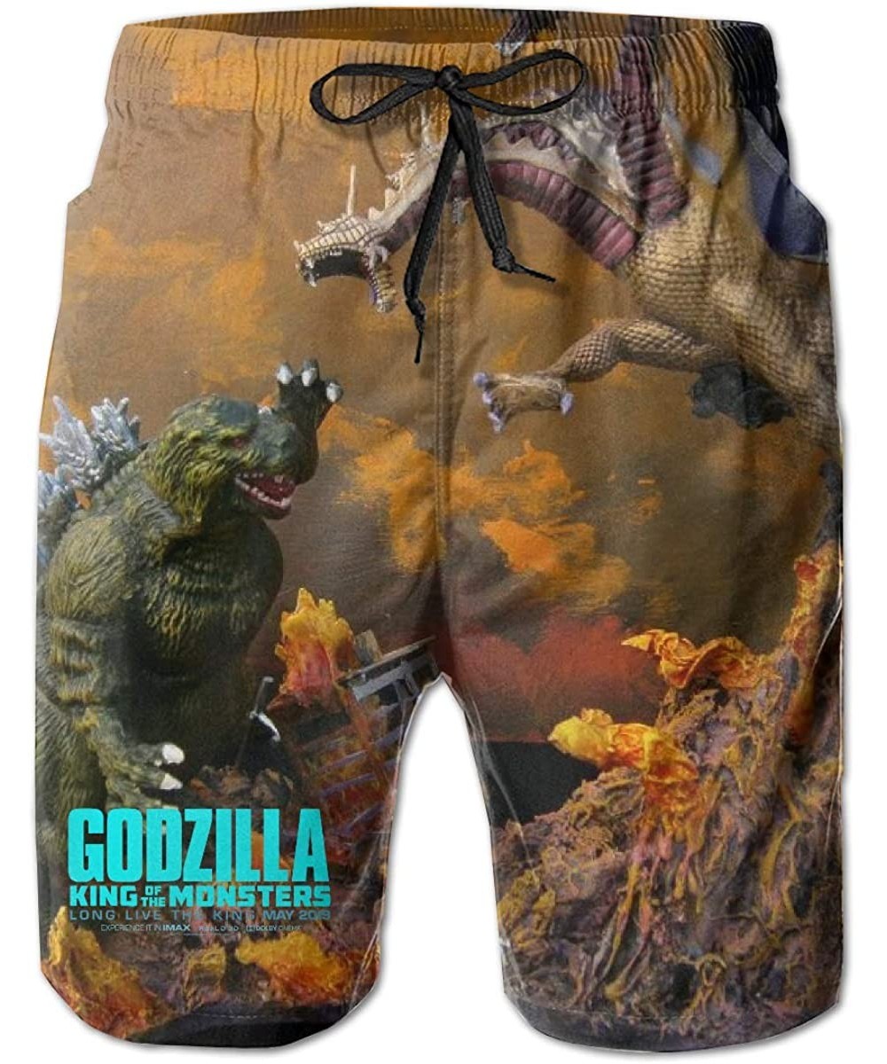 Board Shorts Men Funny Godzilla Monsters Quick Dry Swimuits Board Shorts Swim Trunks - CW194RHAGKO