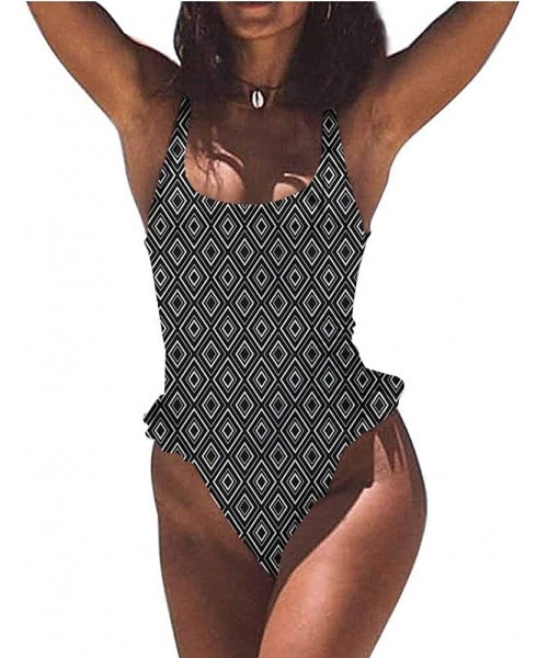 Bottoms Swimwear Geometric- Diamond Form Mosaic Tiles Easy to Adjust and Stays Tied - Multi 12-one-piece Swimsuit - CP19E7CENH7