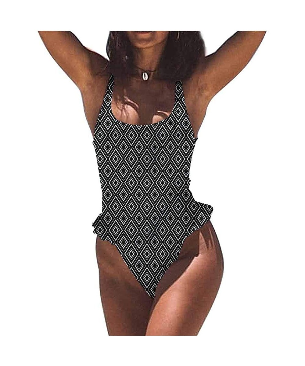 Bottoms Swimwear Geometric- Diamond Form Mosaic Tiles Easy to Adjust and Stays Tied - Multi 12-one-piece Swimsuit - CP19E7CENH7