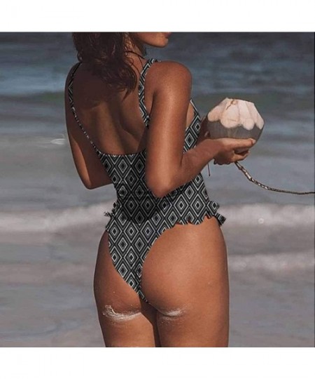 Bottoms Swimwear Geometric- Diamond Form Mosaic Tiles Easy to Adjust and Stays Tied - Multi 12-one-piece Swimsuit - CP19E7CENH7