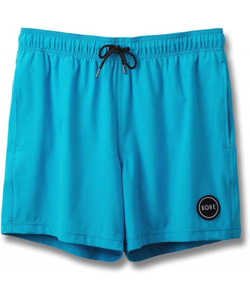 Trunks Ziggy Swim Trunks Recylced Men's Quick Dry 4 Way Stretch 16" Swimsuit - Cyan - CX18EYCNYCO