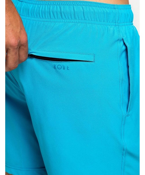 Trunks Ziggy Swim Trunks Recylced Men's Quick Dry 4 Way Stretch 16" Swimsuit - Cyan - CX18EYCNYCO