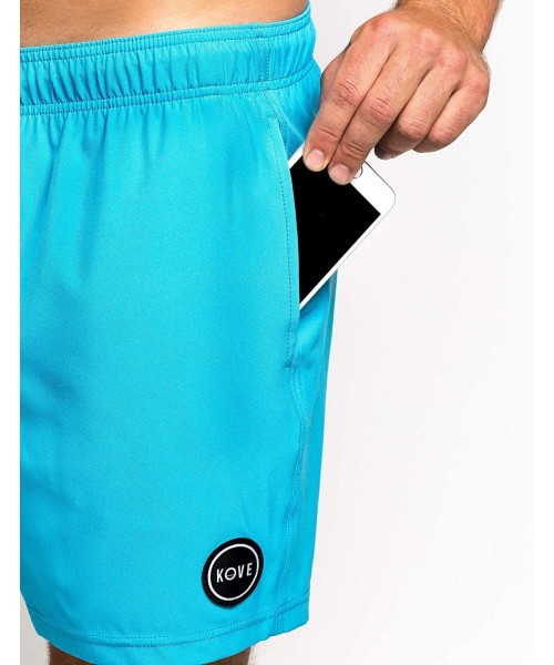 Trunks Ziggy Swim Trunks Recylced Men's Quick Dry 4 Way Stretch 16" Swimsuit - Cyan - CX18EYCNYCO