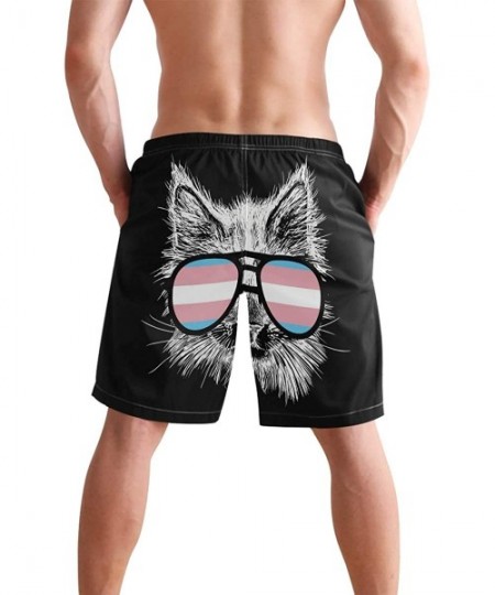 Board Shorts Mens Surfing Shorts The Flag of Trinidad and Tobago Swim Trunks Shorts - Transgender Pride Cat - CK18XG3ATLS