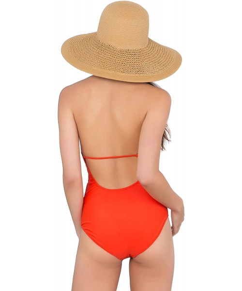 One-Pieces Women's One Piece Fringe Design Monokini Swimsuit w/Side Cut Out - Orange Red - CP180A2QTU8