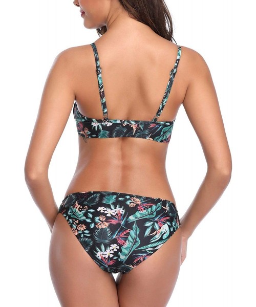 Sets Women's Underwired Tie-Knot Bikini Swimsuit Two Piece Bathing Suits Swimwear - Floral - C118QDR08E9