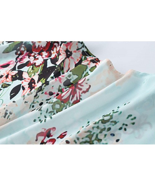 Cover-Ups Women's S 3XL Floral Print Kimono Tops Cover Up Cardigans - Style2-mint - CR18ORH6WK9