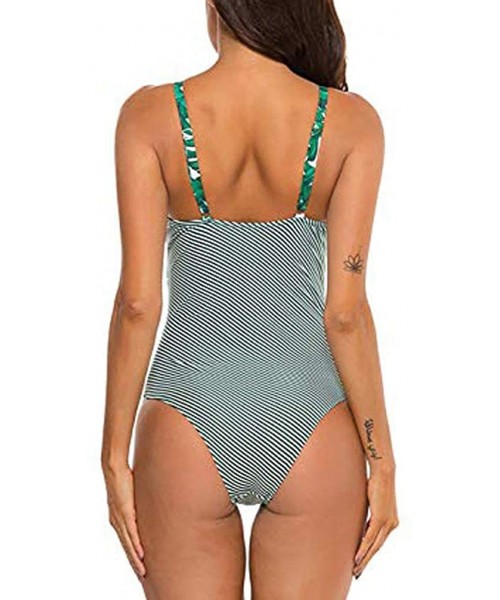 Bottoms Women's Monokini Front Cross One Piece Swimsuits Slim fit Tummy Control Swimwear - Light Green - CU195KO55LX