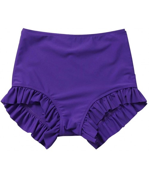 Tankinis Women Swimsuit Bottom Solid Ruched Swimwear Tankini Briefs Swim Shorts - Purple - CM18W33I5LI