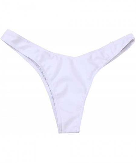 Sets Women Brazilian Cheeky Bikini Bottom Side Tie Knot Thong Bathing Swimsuit Beach Solid G-String - K-white - CN18NGA5H4X