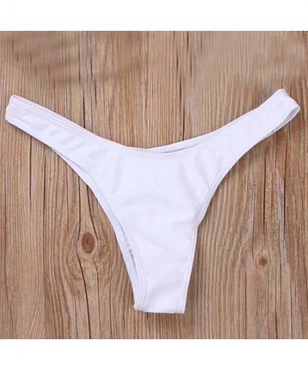 Sets Women Brazilian Cheeky Bikini Bottom Side Tie Knot Thong Bathing Swimsuit Beach Solid G-String - K-white - CN18NGA5H4X