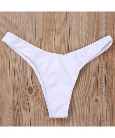 Sets Women Brazilian Cheeky Bikini Bottom Side Tie Knot Thong Bathing Swimsuit Beach Solid G-String - K-white - CN18NGA5H4X