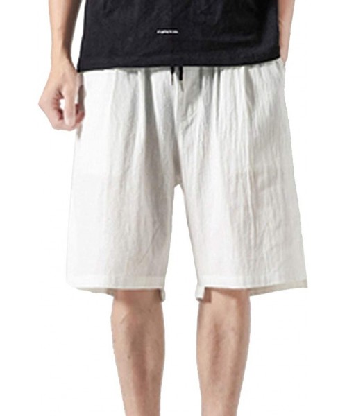 Trunks Mens Casual Big and Tall Cargo Shorts Outdoor Drawstring Beach Trunks Fashion Solid Relaxed Fit Walk Pants - White&1 -...