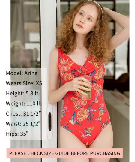 Racing One Piece Swimsuits for Women - Soft and Colorful Floral Design - Red Kingfisher - CY1999DA2YI