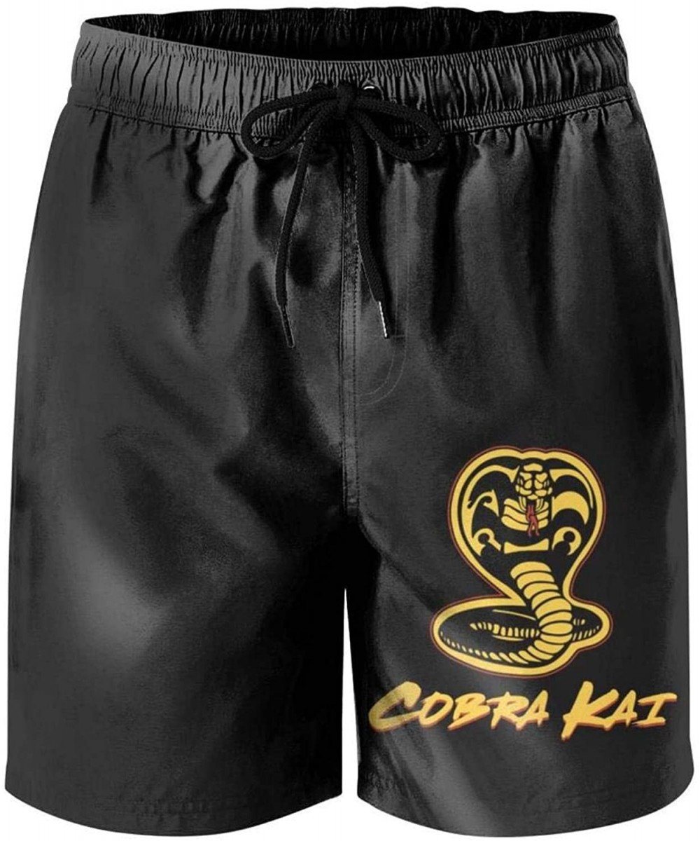 Trunks Black Cobra-Kai-Dojo-No-Mercy-Snake-fist-Logo-Men Shorts Quick Dry Cool Shorts for Mens - White-26 - C318TKUUY35