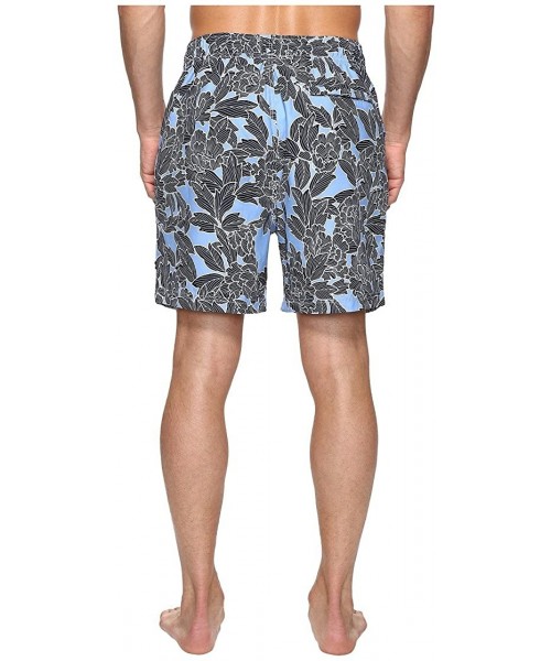 Trunks Men's Quick Dry Floral Print Swim Trunk - Della Robbia Blue - CL12NH919YW