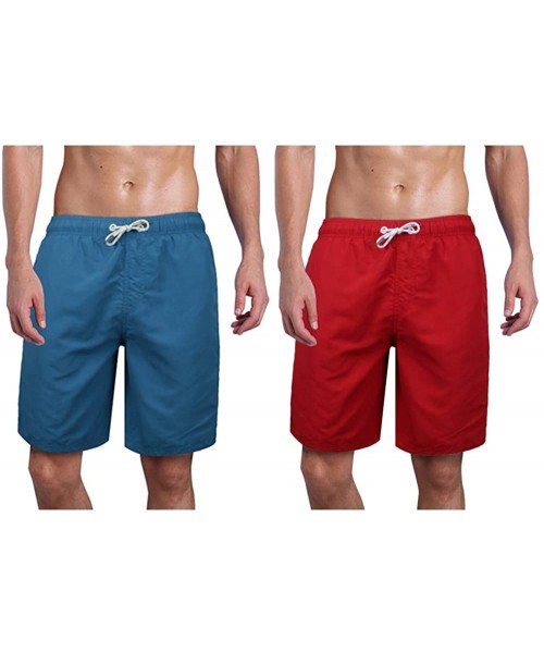 Trunks Men's Swim Trunk Beach Shorts - Blue-red - C1199GL2I3W