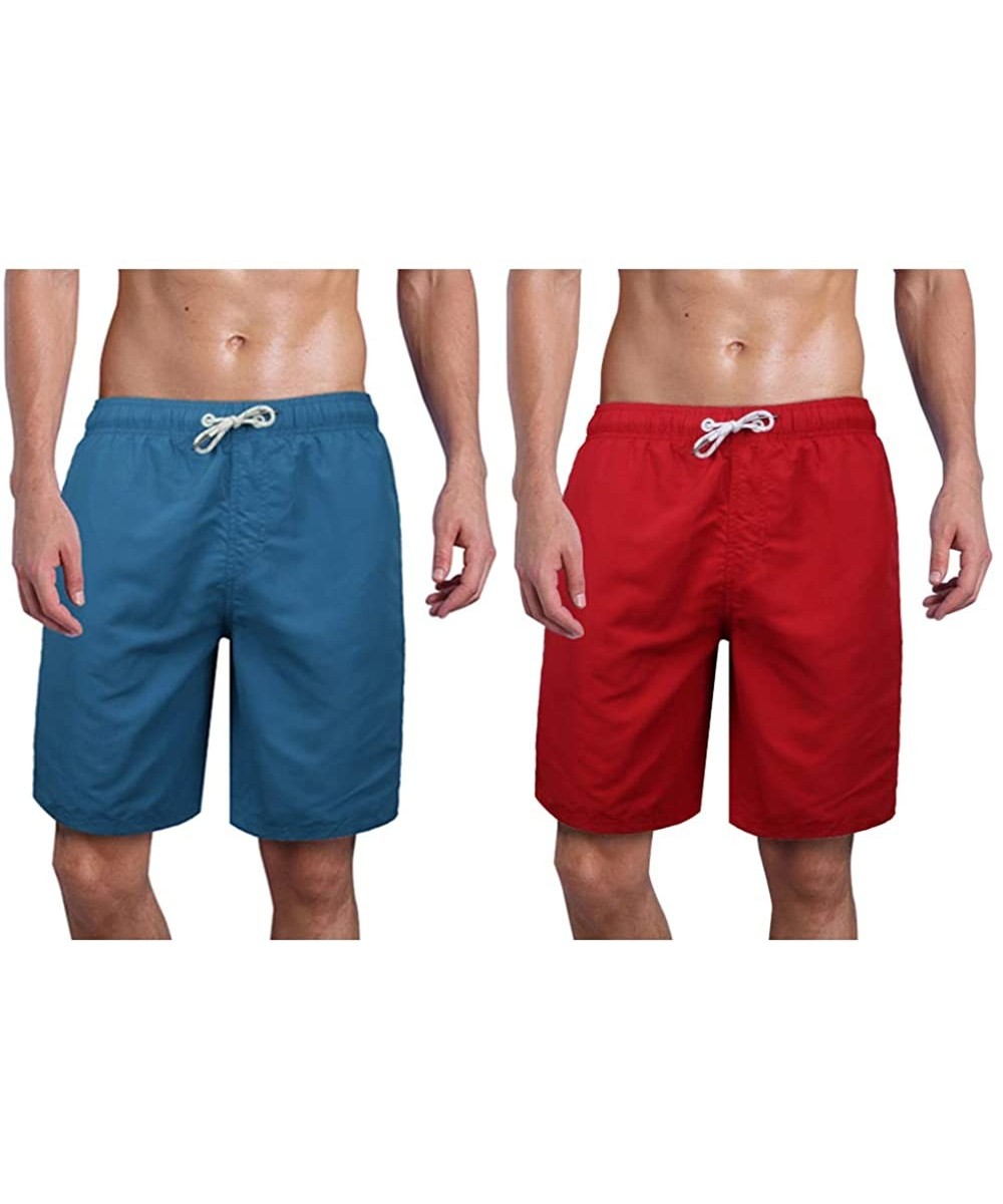 Trunks Men's Swim Trunk Beach Shorts - Blue-red - C1199GL2I3W