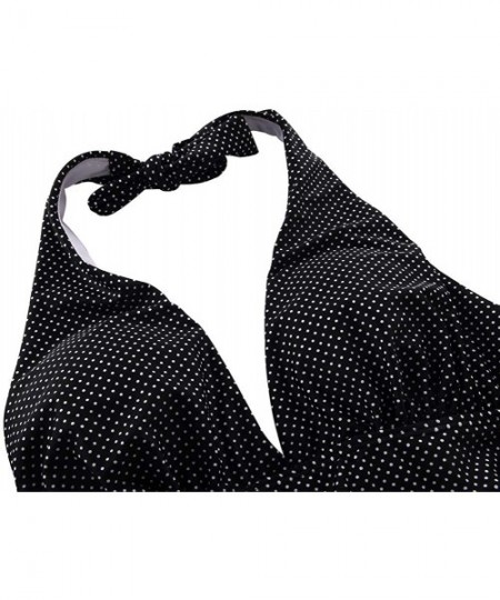 Tankinis Women's Halter Swim Top V Neck Swimwear Front Shirred Tankini Top - Polka Dot - CL18Z952M4K