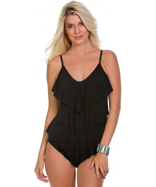 Tankinis Rita DD Cup Layered Tankini Top - Black - CG186AEI8MH