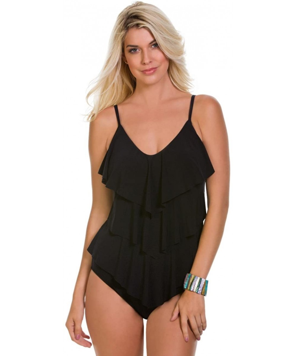 Tankinis Rita DD Cup Layered Tankini Top - Black - CG186AEI8MH