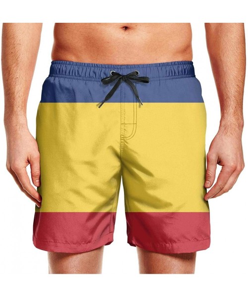 Board Shorts Mens Swim Trunks Summer Cool Quick Dry Board Shorts with Mesh Lining - Romanian Flag - CR18QZ2YW7Q