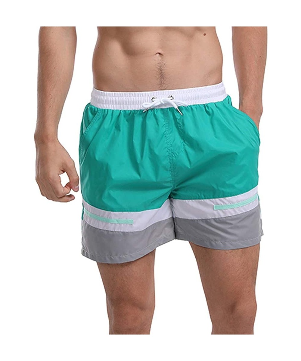 Board Shorts Men's Swim Drawstring Trunks Quick Dry Beach Surfing Running Swimming Shorts - H Green - C518WGON5LH