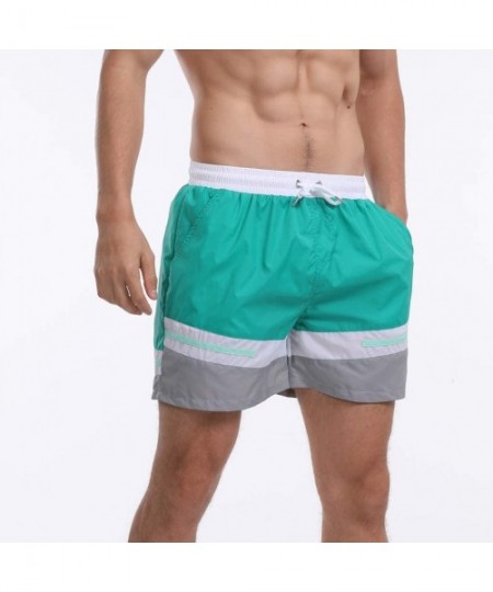 Board Shorts Men's Swim Drawstring Trunks Quick Dry Beach Surfing Running Swimming Shorts - H Green - C518WGON5LH