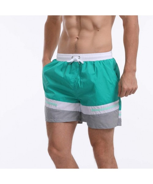 Board Shorts Men's Swim Drawstring Trunks Quick Dry Beach Surfing Running Swimming Shorts - H Green - C518WGON5LH