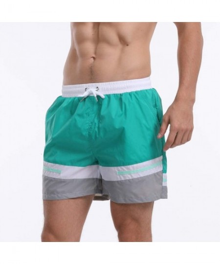 Board Shorts Men's Swim Drawstring Trunks Quick Dry Beach Surfing Running Swimming Shorts - H Green - C518WGON5LH