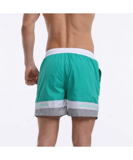 Board Shorts Men's Swim Drawstring Trunks Quick Dry Beach Surfing Running Swimming Shorts - H Green - C518WGON5LH