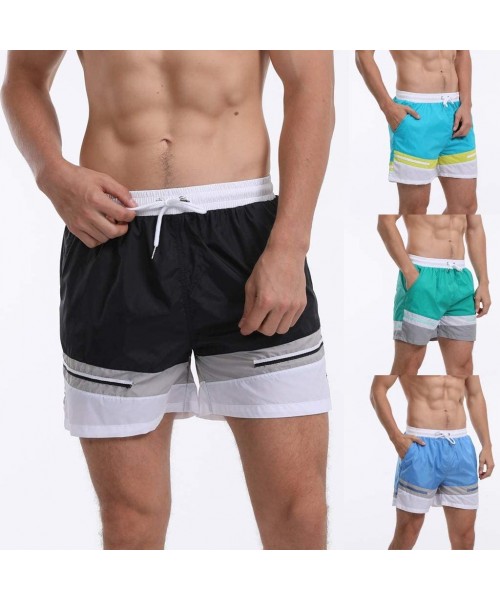 Board Shorts Men's Swim Drawstring Trunks Quick Dry Beach Surfing Running Swimming Shorts - H Green - C518WGON5LH