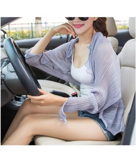 Cover-Ups Women's Fashion Chiffon Summer Sun Protection Blouses Shawl Scarf Shrug Cover Ups Driving Sleeves Beach Sunscreen C...