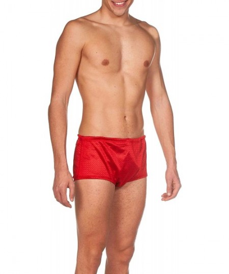 Trunks Mens Square Cut Drag Short Training Swimsuit - Red - Black - White - C418TLM6Y4H