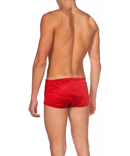 Trunks Mens Square Cut Drag Short Training Swimsuit - Red - Black - White - C418TLM6Y4H