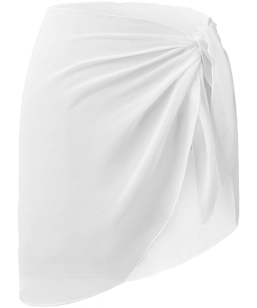 Cover-Ups Women's Swimsuit Cover Up Summer Beach Wrap Skirt Swimwear Bikini Cover-ups - 35-white-short - CT18U7DOWRN