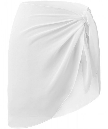 Cover-Ups Women's Swimsuit Cover Up Summer Beach Wrap Skirt Swimwear Bikini Cover-ups - 35-white-short - CT18U7DOWRN