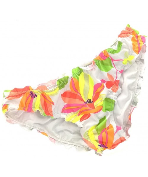 Bottoms Women's Ruffle Wavy Bikini Bottom Low Rise Hipster Allure Swimsuit - Floral - C1122FJ143R