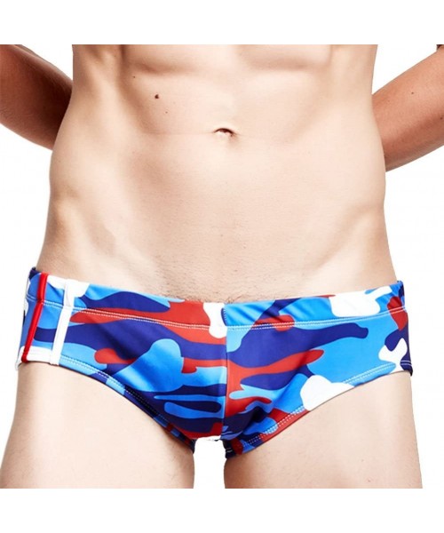 Briefs Men's Print Contour Pouch Bikini Camoflage Swimsuits Briefs - White-red Camo - CY1853A74LG