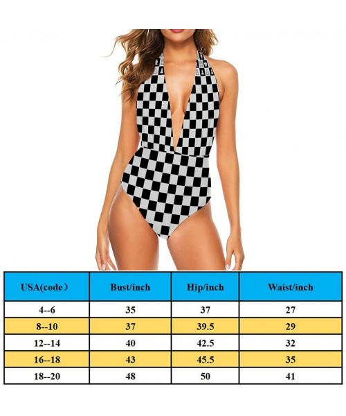 One-Pieces One Piece Swimsuit for All Women- Backless V Neck Monokini Bathing Suit - Skull Cat Moon Gothic Pattern Black - CN...